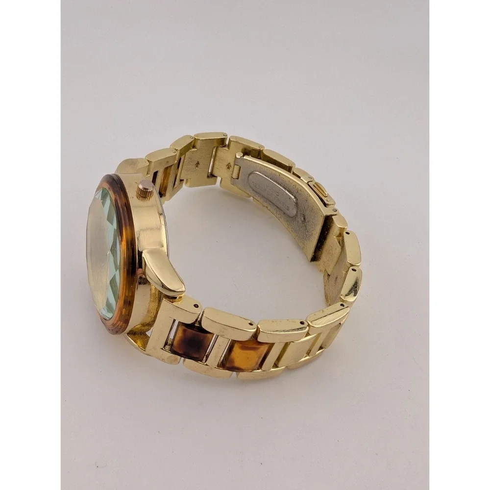 Time & Tru Watch Women 38mm Case Tortoiseshell and Gold 7.5